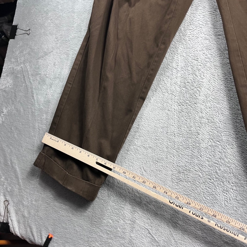 Polo Ralph Lauren Hammond Pant Mens 36/30 Brown Pleated Cuffed Cotton Chinos - Picture 8 of 12
